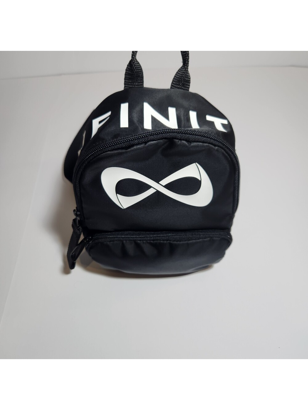 Nfinity Mini Purse Backpack Black White Logo Cheer Crossbody Shoulder Bag